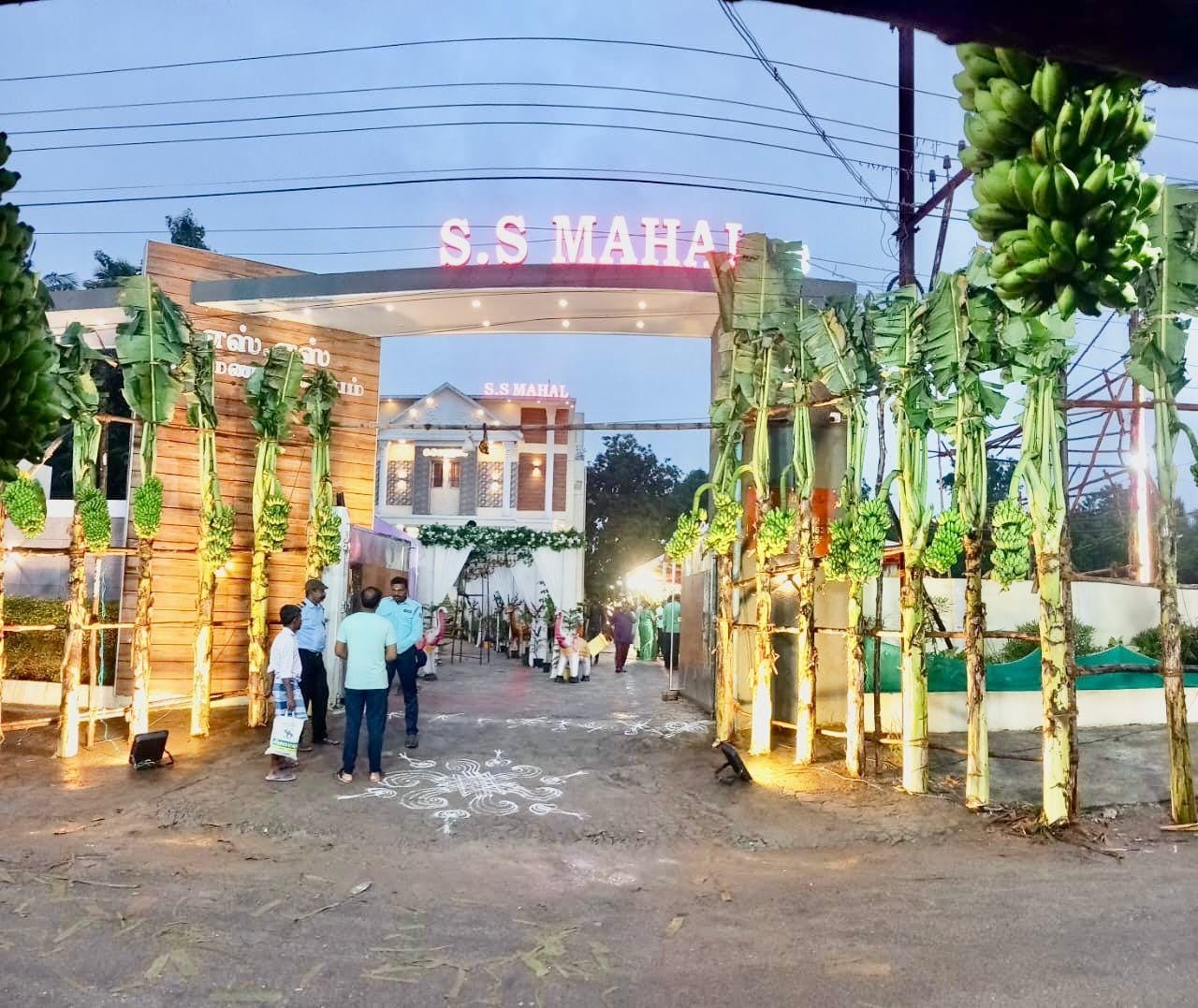 Traditional banana-tree gate at the S.S Mahal entrance