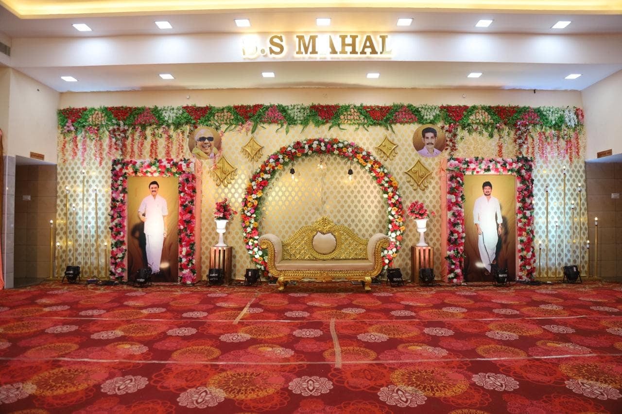 Floral arch stage, wide at S.S Mahal