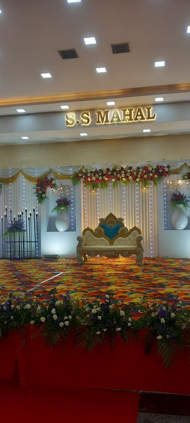 Stage sofa and flowers at S.S Mahal