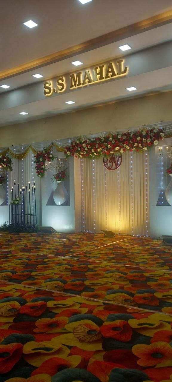 Stage with a patterned carpet at S.S Mahal